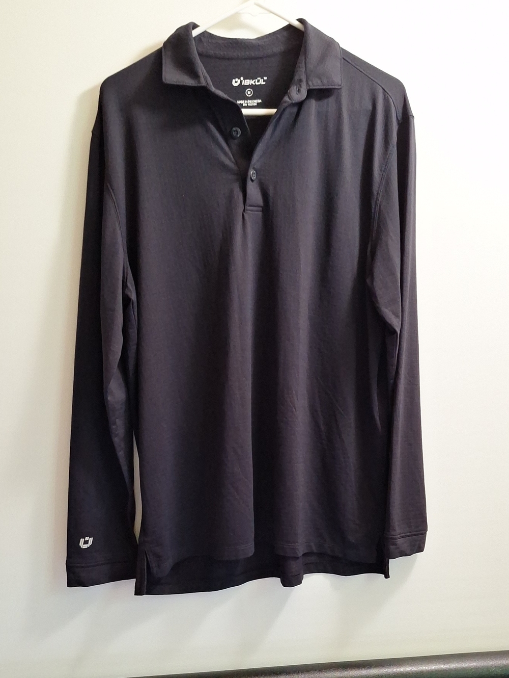 IBKUL Men’s Long Sleeve Polo in Black Size M